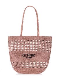 Ochnik - Słomkowa różowa torebka shopper damska. Kolor: różowy