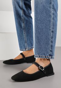 Born2be - Czarne Balerinki z Kwadratowym Noskiem i Zapięciem na Sprzączkę Lavitera. Zapięcie: sprzączka. Kolor: czarny. Styl: retro, elegancki #4