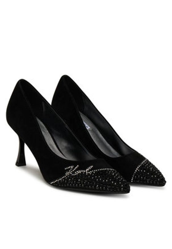 Karl Lagerfeld - KARL LAGERFELD Czółenka Sienna Signature Pump KL32712 Czarny. Kolor: czarny. Materiał: skóra, zamsz