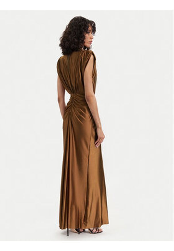 ACCESS FASHION Sukienka wieczorowa 63-3333-124 Brązowy Regular Fit. Kolor: brązowy. Materiał: syntetyk. Styl: wizytowy