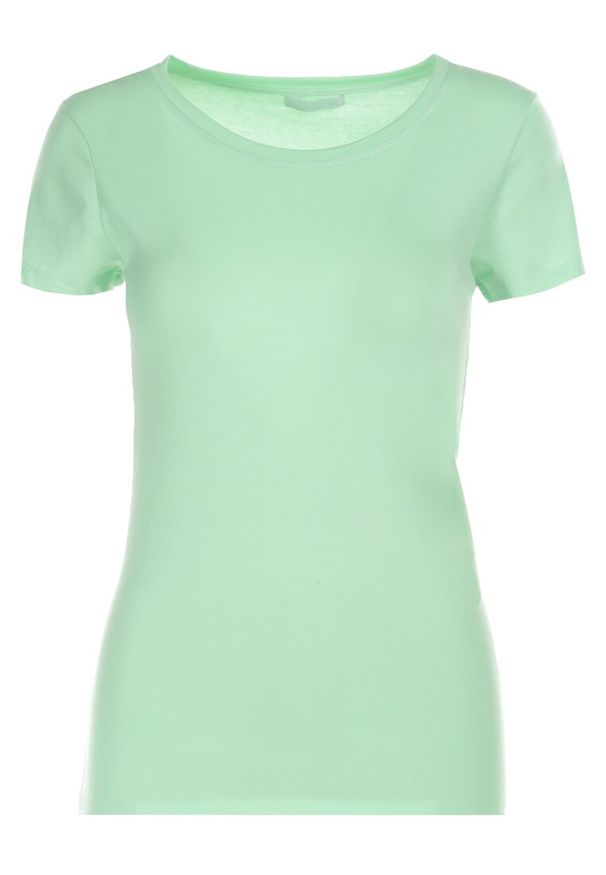 Born2be - Jasnozielony T-shirt Perirea. Okazja: na co dzień, do domu. Kolor: zielony. Materiał: dzianina. Długość rękawa: krótki rękaw. Długość: krótkie. Wzór: gładki, jednolity. Styl: sportowy, casual