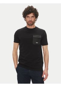 Karl Lagerfeld - KARL LAGERFELD T-Shirt 755037 552221 Czarny Regular Fit. Typ kołnierza: dekolt w karo. Kolor: czarny. Materiał: bawełna