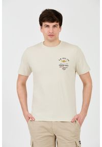 Aeronautica Militare - AERONAUTICA MILITARE Beżowy bawełniany męski t-shirt Short Sleeve, Rozmiar M. Kolor: beżowy. Materiał: bawełna