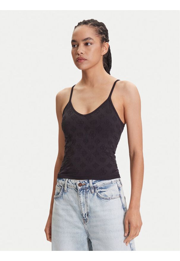 Guess Top V5YP05 Z3OA0 Czarny Slim Fit. Kolor: czarny. Materiał: syntetyk