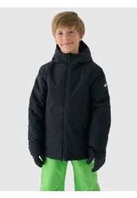 4f - 4F Kurtka narciarska membrana 5000 chłopięca - czarna 146 (10-11 lat). Okazja: na co dzień. Typ kołnierza: kaptur. Kolor: czarny. Materiał: tkanina, materiał, poliester, dzianina. Wzór: gładki. Sezon: lato. Styl: casual, klasyczny, sportowy #1