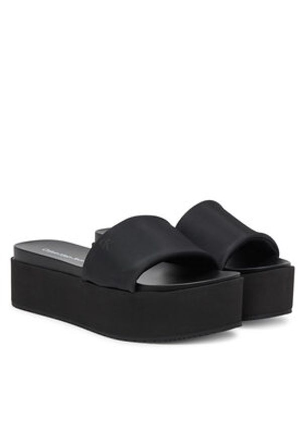 Calvin Klein Jeans Klapki Flatform Sandal Slide In Nylon YW0YW01791 Czarny. Kolor: czarny. Materiał: materiał