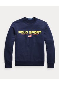 Ralph Lauren - RALPH LAUREN - Granatowa bluza Polo Sport. Typ kołnierza: polo. Kolor: niebieski. Materiał: bawełna, prążkowany. Wzór: napisy, nadruk. Styl: sportowy #2