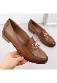 POTOCKI - Półbuty damskie na niskim obcasie brązowe Potocki SZ12379. Kolor: brązowy. Obcas: na obcasie. Wysokość obcasa: niski #6