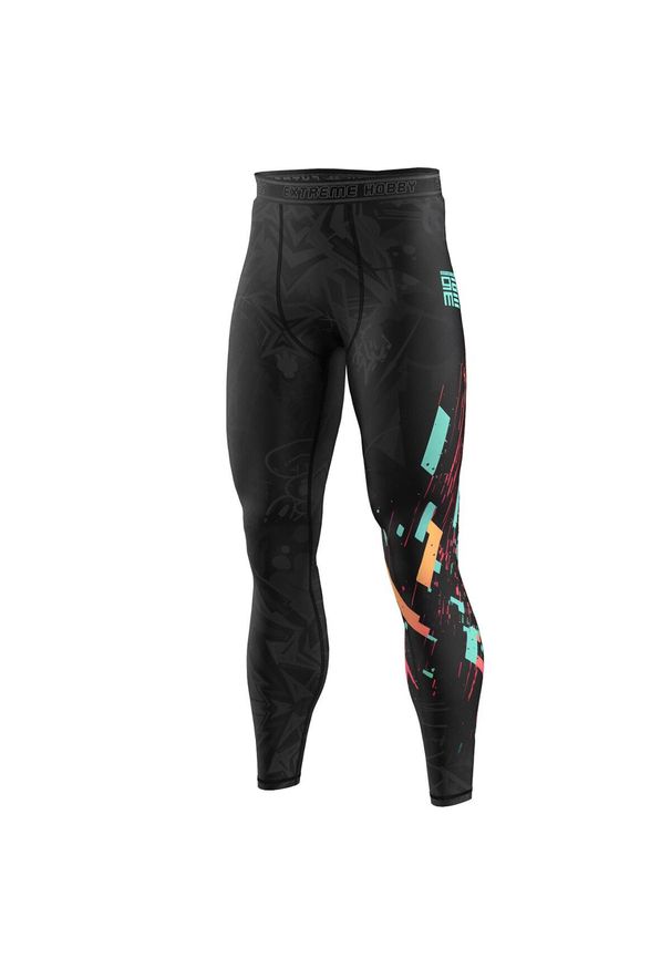Legginsy sportowe męskie EXTREME HOBBY CYBER ANIMALS. Kolor: czarny. Materiał: poliester, elastan. Sport: fitness