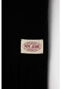 Pepe Jeans Szalik z domieszką wełny kolor czarny gładki. Kolor: czarny. Materiał: wełna. Wzór: gładki
