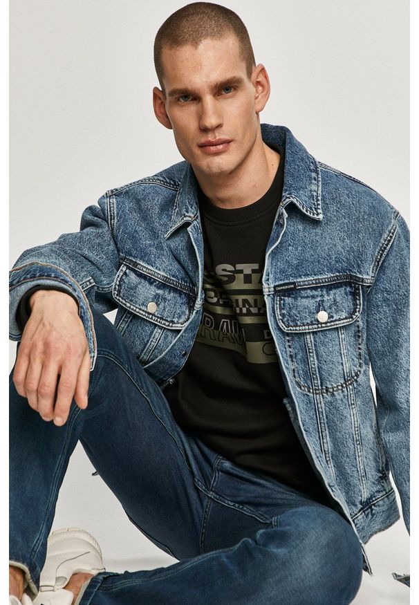 G-Star RAW - G-Star Raw - Bluza. Okazja: na co dzień. Kolor: czarny. Wzór: nadruk. Styl: casual