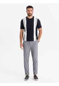 Ombre Clothing - Spodnie męskie chino REGULAR FIT z gumką w pasie – szare V2 - Rozmiar: XL. Okazja: na co dzień. Kolor: szary. Materiał: guma, wiskoza, tkanina, poliester, materiał, bawełna. Styl: casual, elegancki