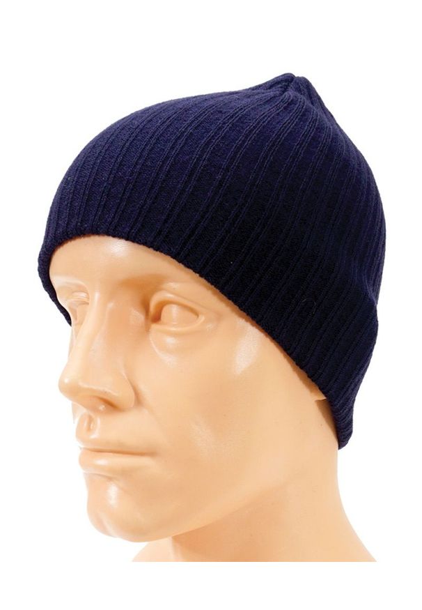 Pako Jeans - Granatowa, Męska Czapka - Jesienna, Zimowa, Uniwersalny Rozmiar. Kolor: niebieski. Materiał: akryl. Wzór: ze splotem. Sezon: zima, jesień