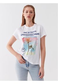 Zadig&Voltaire T-Shirt Zoe Photoprint Palmier JWTS01516 Biały Regular Fit. Kolor: biały. Materiał: bawełna #1