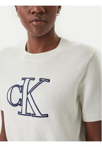 Calvin Klein Jeans Sweter LV047F356G Écru Regular Fit. Kolor: kremowy. Materiał: bawełna #3