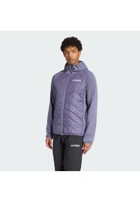 Adidas - Ocieplana hybrydowa kurtka z kapturem Terrex Multi CLIMAWARM. Typ kołnierza: kaptur. Kolor: fioletowy. Technologia: ClimaWarm (Adidas). Sport: turystyka piesza
