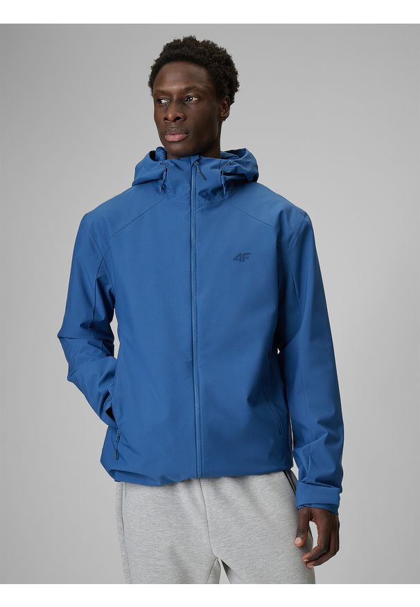 4f - 4F Kurtka przejściowa membrana 5000 męska - granatowa S. Okazja: na co dzień. Kolor: niebieski. Materiał: skóra, materiał. Styl: casual