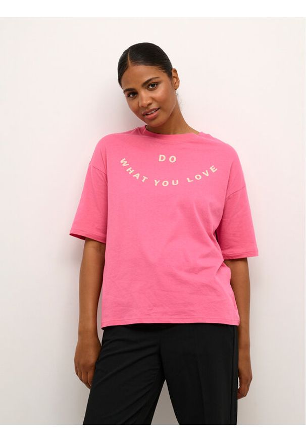 Kaffe T-Shirt Sonna 10507645 Różowy Regular Fit. Kolor: różowy. Materiał: bawełna