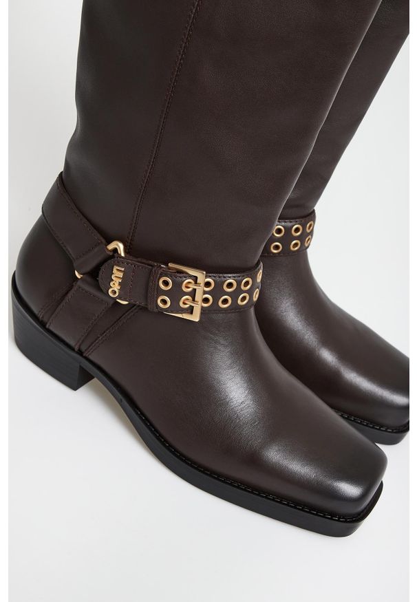 Liu Jo - Kozaki damskie skórzane biker LIU JO. Materiał: skóra