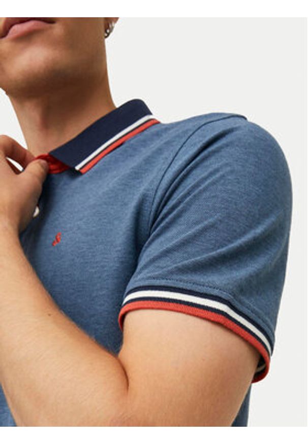 Jack & Jones Polo Paulos 12136668 Niebieski Slim Fit. Typ kołnierza: polo. Kolor: niebieski. Materiał: bawełna