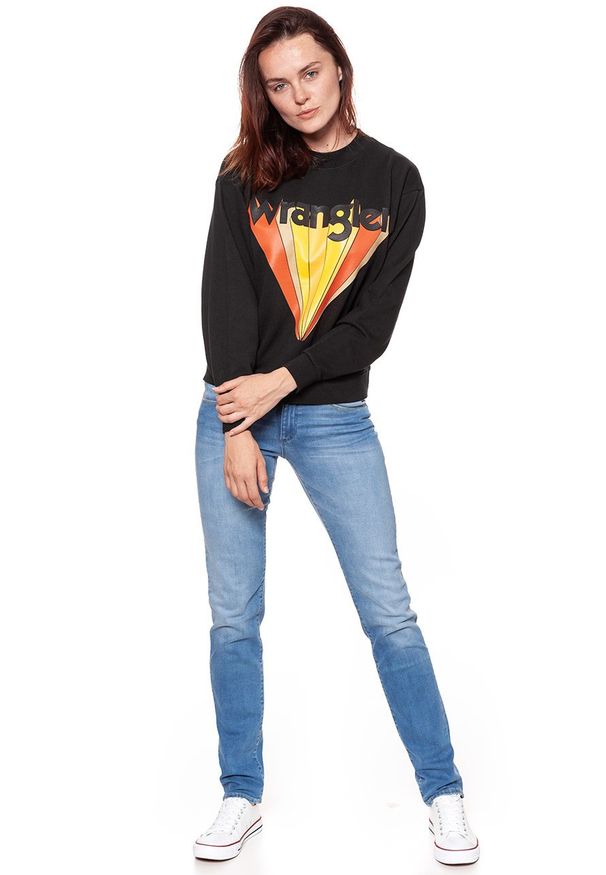Wrangler - BLUZA WRANGLER RETRO SWEAT FADED BLACK W6085HPV6 112130460. Wzór: nadruk, kolorowy. Styl: retro