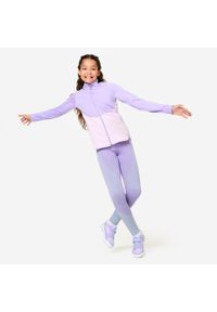 Decathlon - Legginsy fitness dziecięce Domyos. Kolor: zielony, wielokolorowy, fioletowy. Materiał: materiał, poliamid, poliester, elastan