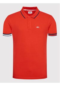 Tommy Jeans Polo Flag DM0DM12963 Czerwony Regular Fit. Typ kołnierza: polo. Kolor: czerwony. Materiał: bawełna #5