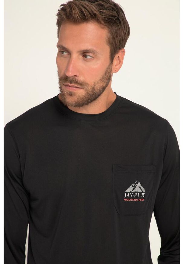 JAY-PI - Męska Trekkingowa koszulka z długim rękawem outdoor długi rękaw. Kolekcja: plus size. Kolor: czarny. Materiał: poliester, materiał. Długość rękawa: długi rękaw. Długość: długie. Sport: outdoor