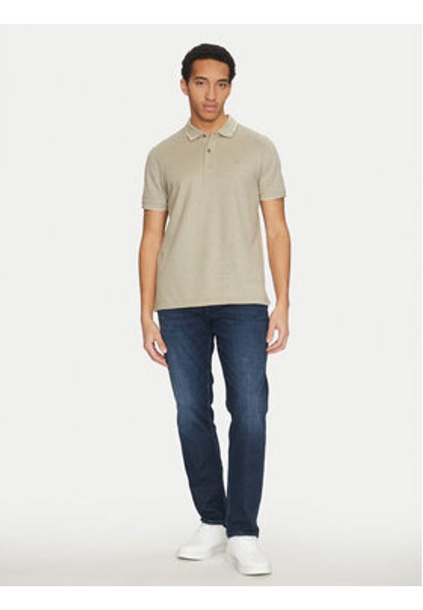 Calvin Klein Polo K10K114475 Beżowy Regular Fit. Typ kołnierza: polo. Kolor: beżowy. Materiał: bawełna