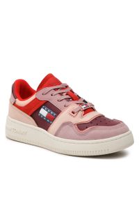 Sneakersy Tommy Jeans Low Nubuk EN0EN01968 VLP. Kolor: różowy. Materiał: skóra, nubuk