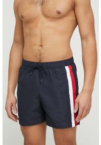 TOMMY HILFIGER - Tommy Hilfiger szorty kąpielowe kolor granatowy. Kolor: niebieski. Materiał: tkanina, poliester #4