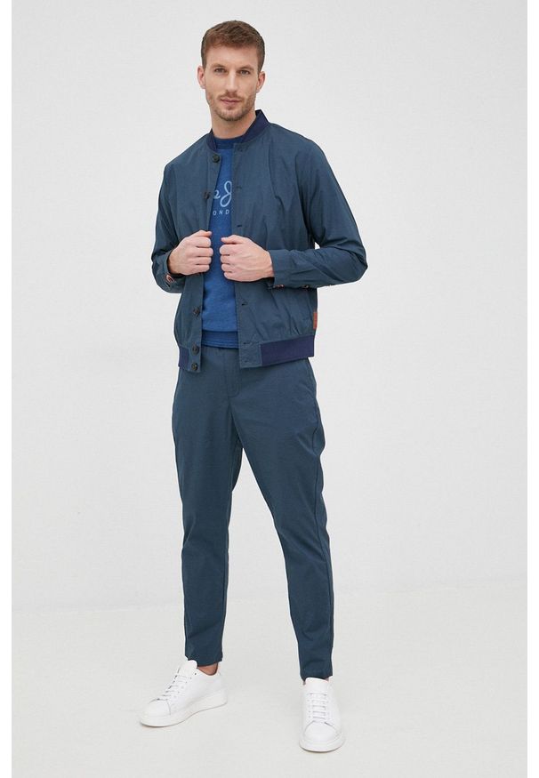 Pepe Jeans bluza bawełniana DINDIGO męska gładka. Kolor: niebieski. Materiał: bawełna. Wzór: gładki