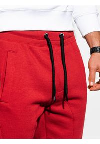 Ombre Clothing - Spodnie męskie dresowe joggery P867 - czerwone - XXL. Kolor: czerwony. Materiał: dresówka #3