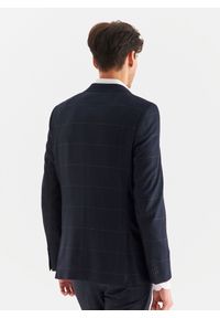 Pako Lorente - PAKO LORENTE – Granatowa marynarka garniturowa w kratę Windowpane. Kolor: niebieski. Materiał: wiskoza. Wzór: kratka
