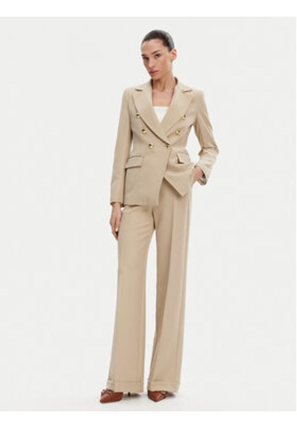 Maryley Spodnie materiałowe 25EB537/M26/43PG Beżowy Regular Fit. Kolor: beżowy. Materiał: syntetyk