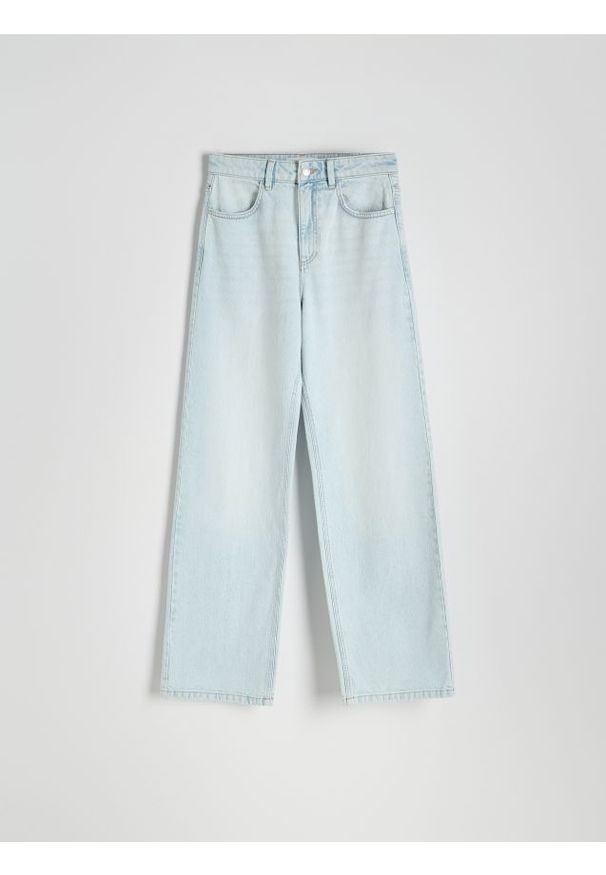 Reserved - Jeansy wide leg - niebieski. Kolor: niebieski