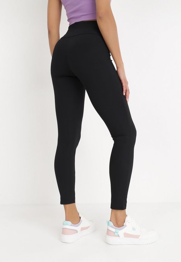 Born2be - Czarne Legginsy Anastinna. Okazja: na co dzień. Stan: podwyższony. Kolor: czarny. Materiał: materiał, guma, tkanina. Wzór: gładki, jednolity. Styl: casual