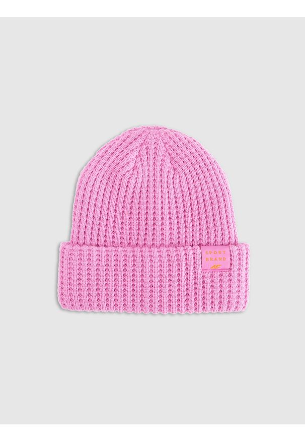 4f - 4F Czapka zimowa dziewczęca - różowa Uniwersalny. Kolor: różowy. Materiał: dzianina. Sezon: zima. Styl: casual, klasyczny, sportowy