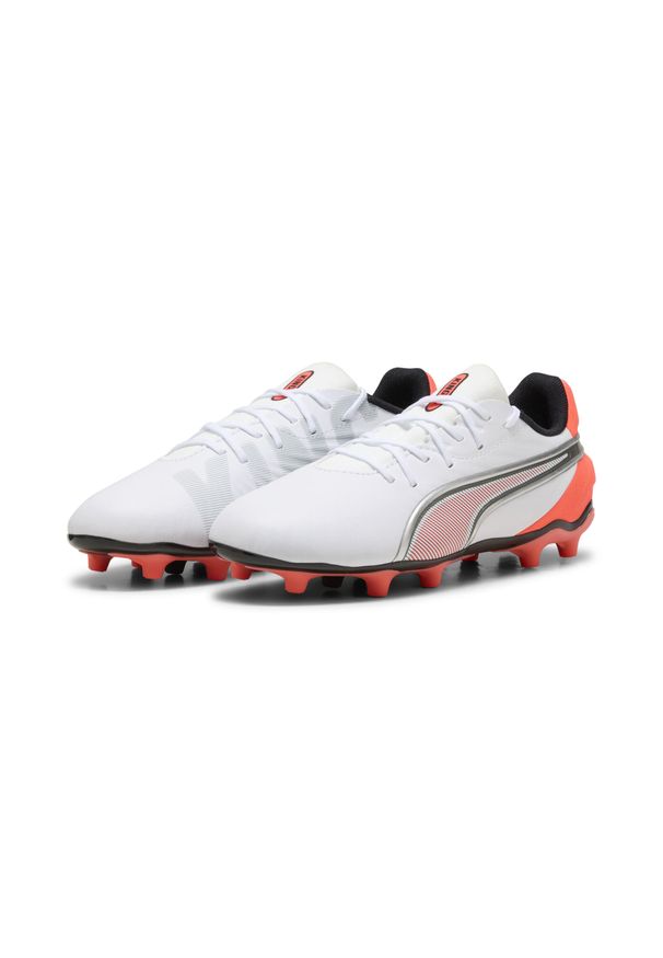 Puma - Młodzieżowe buty piłkarskie KING Match FG/AG PUMA White Glowing Red Black Silver. Kolor: czerwony, biały, wielokolorowy, czarny. Sport: piłka nożna