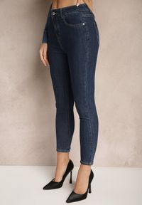 Renee - Granatowe Casualowe Jeansy Skinny z Bawełną Esalithen. Okazja: na co dzień. Kolor: niebieski. Styl: casual #4