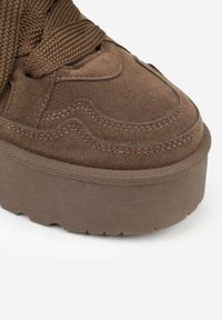 Born2be - Brązowe Sneakersy Vices w Stylu Śniegowców na Platformie z Ozdobnym Futerkiem Nalirea. Okazja: na co dzień, na spacer. Kolor: brązowy. Materiał: futro. Obcas: na platformie. Sport: turystyka piesza #8