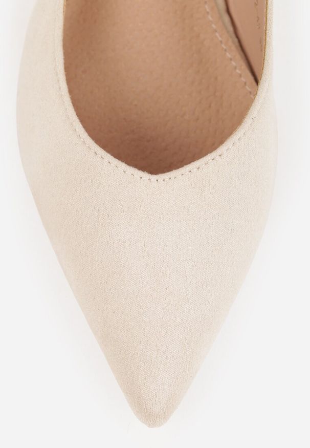 Renee - Beżowe Sandały Slingback Vices z Wkładką ze Skóry Naturalnej Annisae. Okazja: na spotkanie biznesowe. Zapięcie: sprzączka. Kolor: beżowy. Materiał: skóra. Obcas: na obcasie. Styl: klasyczny, biznesowy, elegancki. Wysokość obcasa: niski