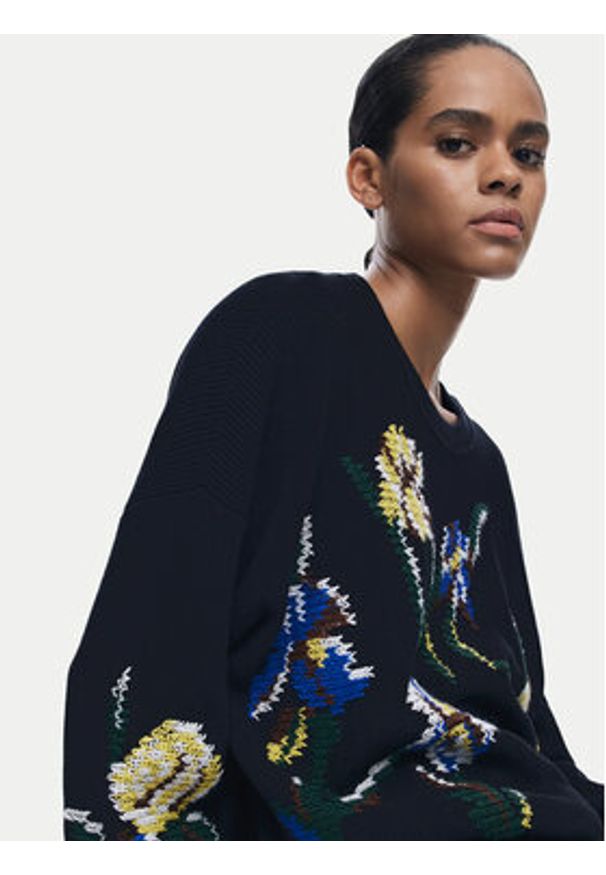 Desigual Sweter Cooper 25WWJF36 Czarny Regular Fit. Kolor: czarny. Materiał: bawełna