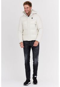 Blauer USA - BLAUER Ecru puchowa kurtka męska z kapturem Eduardo, Rozmiar M. Typ kołnierza: kaptur. Kolor: biały. Materiał: puch #4
