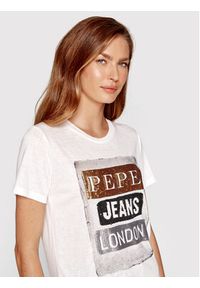 Pepe Jeans T-Shirt Tyler PL505351 Biały Regular Fit. Kolor: biały. Materiał: wiskoza #5