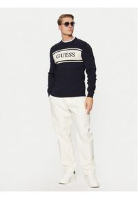 Guess Sweter M5RR13 Z3KK2 Granatowy Regular Fit. Kolor: niebieski. Materiał: wiskoza