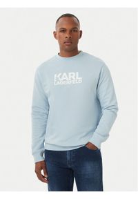 Karl Lagerfeld - KARL LAGERFELD Bluza 705780 561917 Niebieski jasny Regular Fit. Typ kołnierza: dekolt w karo. Kolor: niebieski. Materiał: bawełna #1