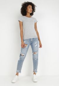 Born2be - Jasnoszary T-shirt Nysalphia. Kolor: szary. Materiał: elastan, bawełna, dzianina. Długość rękawa: krótki rękaw. Długość: krótkie. Styl: klasyczny #5