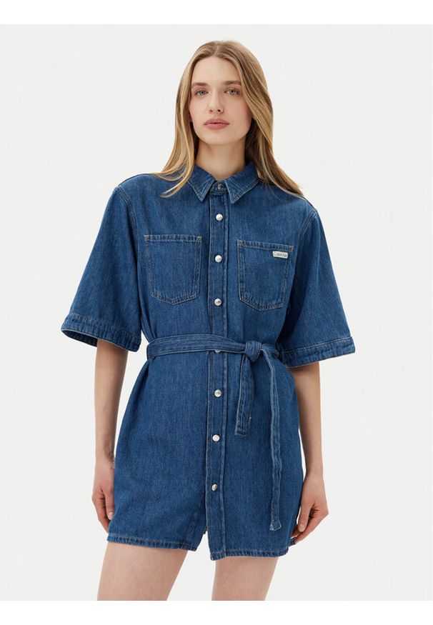 Calvin Klein Jeans Sukienka jeansowa J20J225169 Niebieski Boxy Fit. Kolor: niebieski. Materiał: bawełna