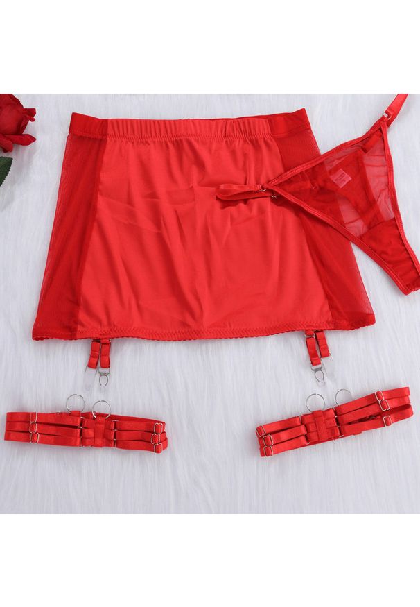 Intica - Bodycon komplet bielizny z koronkowym wykończeniem na wyjątkowe okazje Dodi. Kolor: czarny. Materiał: koronka. Wzór: paski